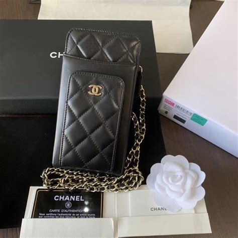 chanel phone purse|chanel phone holder with chain.